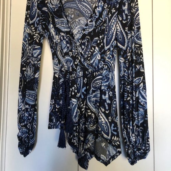 Venus Blue Paisley Long Sleeve Shirt - Small - Picture 2 of 5